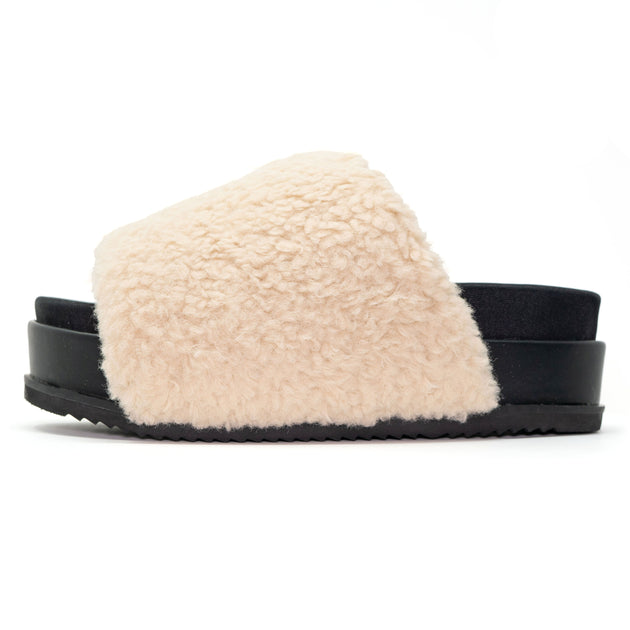 ROAM Mink Cloud Slippers Khaki Faux Fur – R0AM