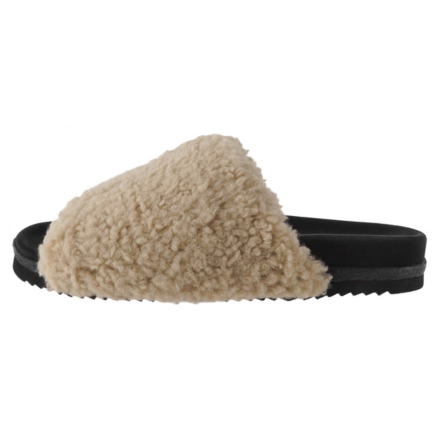 Roam Fuzzy Slippers Black Faux Shearling 12