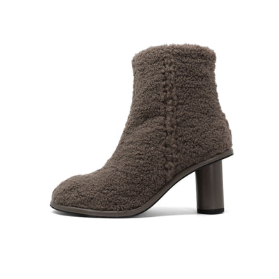 ROAM FUZZY BOOTIE TAUPE FAUX SHEARLING