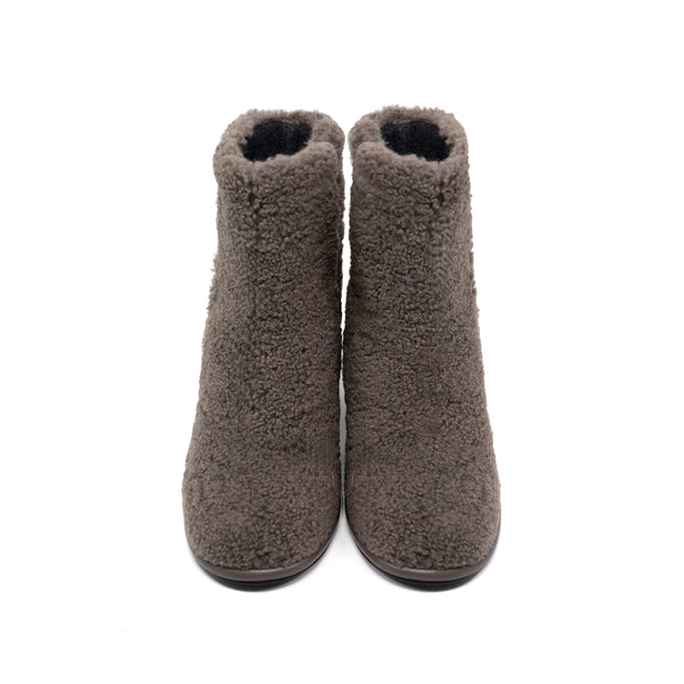 ROAM FUZZY BOOTIE TAUPE FAUX SHEARLING