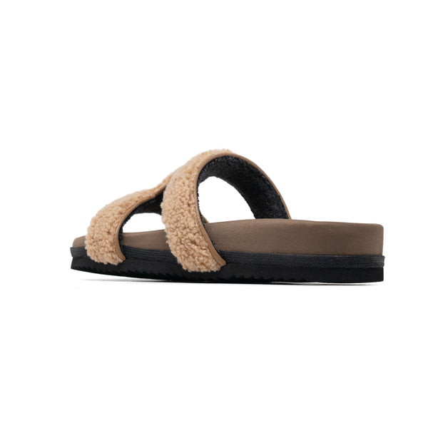 ROAM FUZZY CUFFS SANDAL BEIGE FAUX SHEARLING