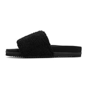 ROAM FUZZY PAILLETTE SLIDER BLACK FAUX SHEARLING