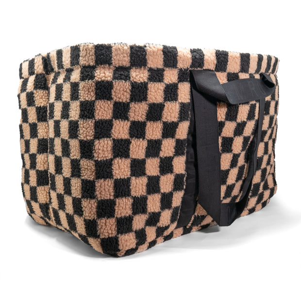 ROAM CHECKERED FUZZY SHOPPER NUDE & BLACK