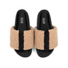 ROAM FUZZY STRIPE STACK PLATFORM BEIGE & BLACK FAUX SHEARLING