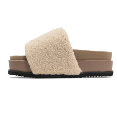 FUZZY STRIPE STACK PLATFORM NATURAL & CEMENT FAUX SHEARLING