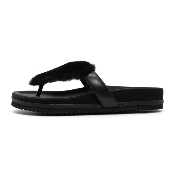 ROAM LOVE CLOUD SANDAL BLACK FAUX FUR