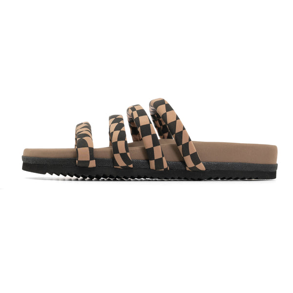 ROAM QUATTRO SANDAL BLACK & BEIGE WAVY CHECK NEOPRENE