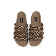 ROAM QUATTRO SANDAL BLACK & BEIGE WAVY CHECK NEOPRENE