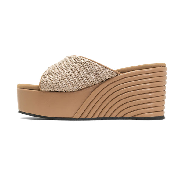 ROAM RAFFIA SCOOP MID STRATA PLATFORM WEDGE NATURAL