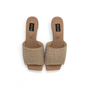 ROAM RAFFIA SQUARE HEEL NATURAL