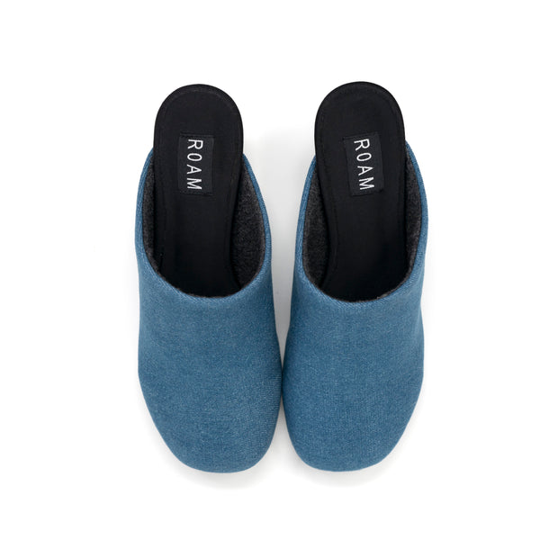 ROAM ROUNDHOUSE MULE DENIM HEELS