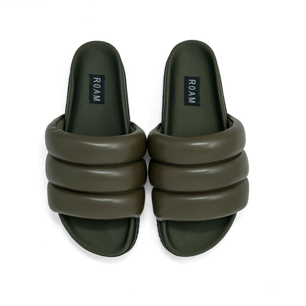 Puffy leather slides hot sale