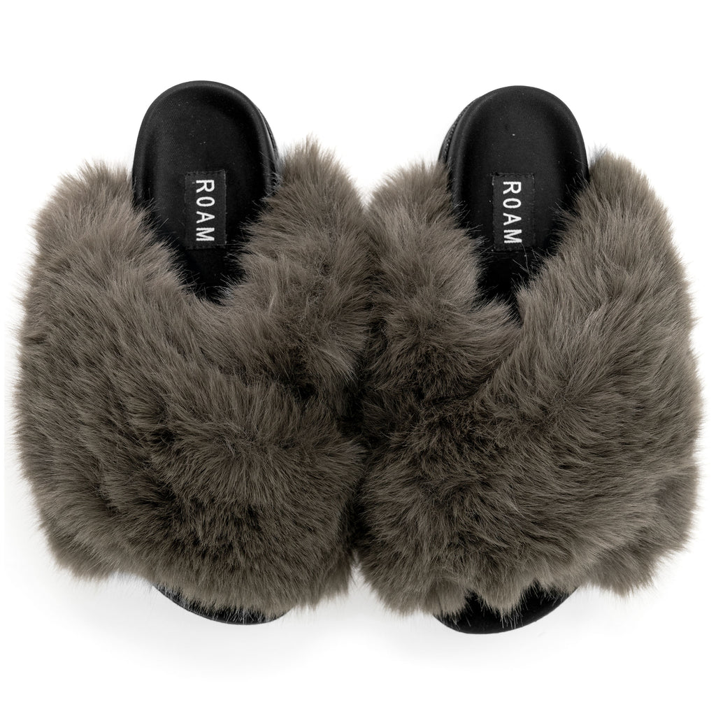 R0AM - Mink Cloud Faux Fur Slippers - Black – ALIBI - Bloomington